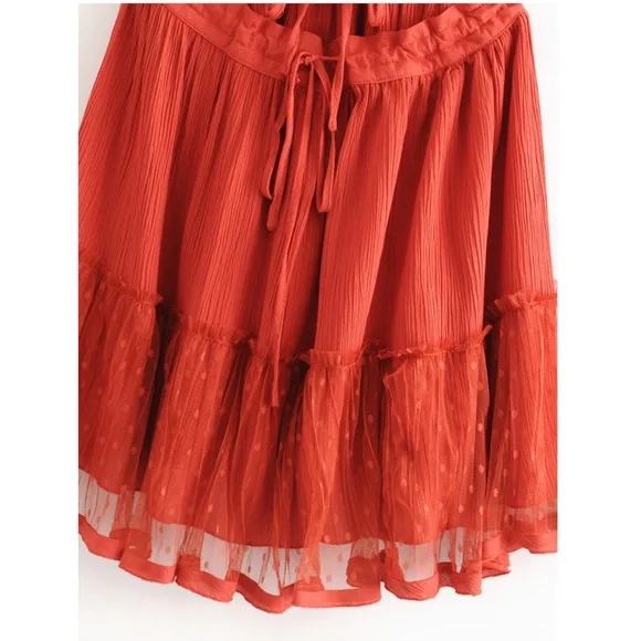 Backless Babydoll Short Dress in Burnt Orange - Picture 5 of 16